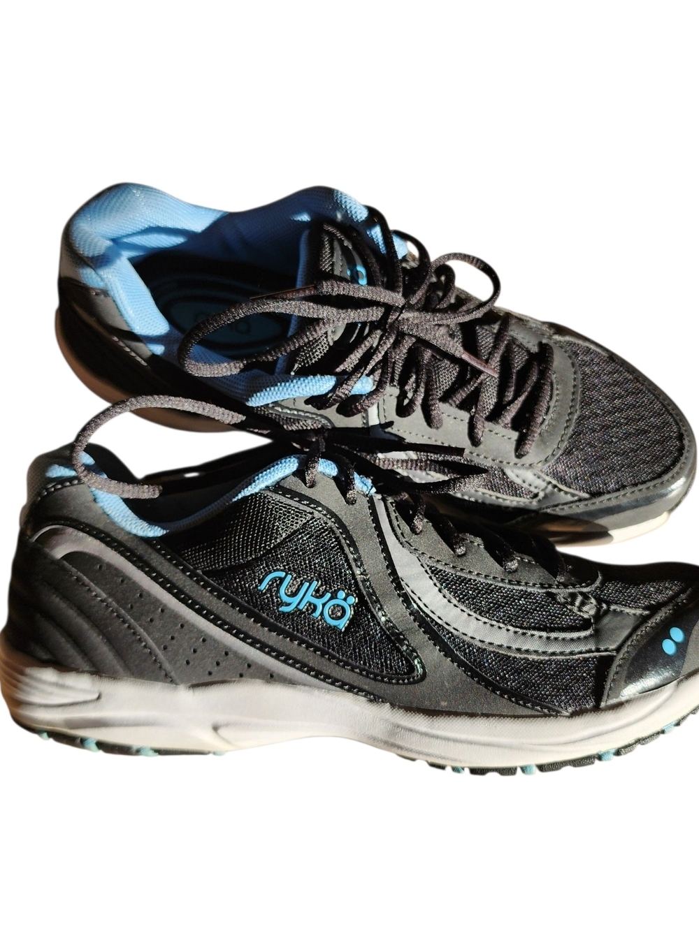 Ryka Dash 3 Walking Shoes Women's 7.5 Black Blue Athletic Sneakers Comfort Fit